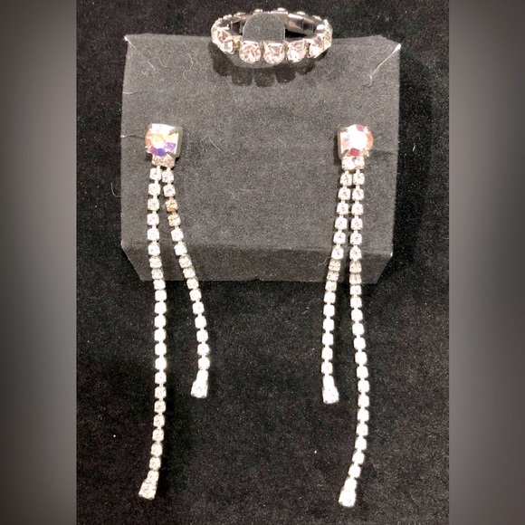 💍 RING & EARRINGS rhinestone set (2pc) special occasion jewelry set EUC - Picture 4 of 12